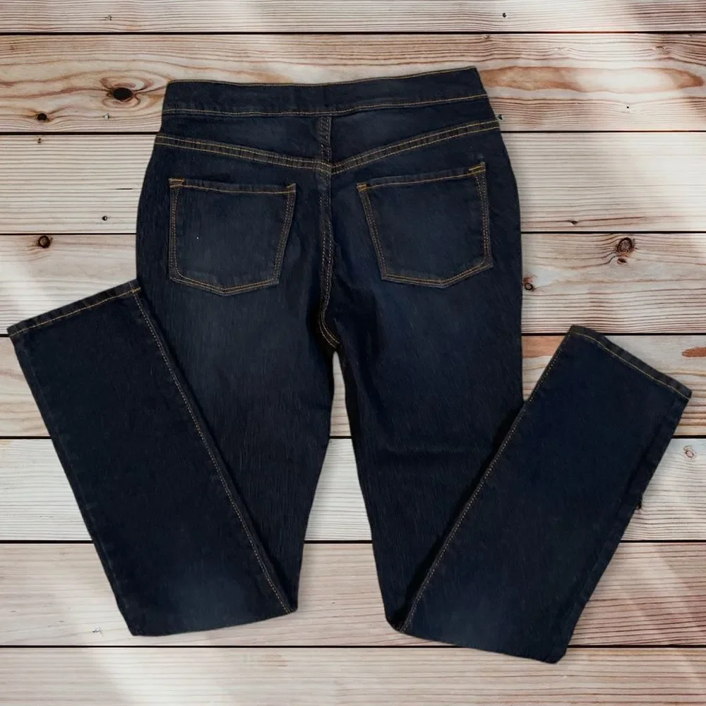 Skinny Built-In Tough Pull-On Jeans for Girls- Size XL (14) - Dark Blue wash